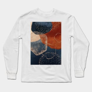 Modern Abstract Terracotta Blush and Navy Blue Long Sleeve T-Shirt